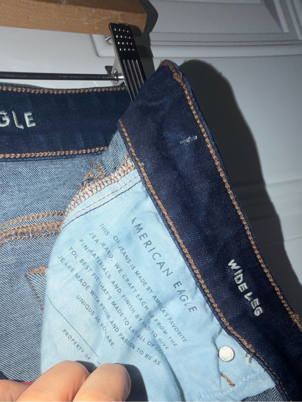 American Eagle Outfitters Wide-Leg High-Rise Jeans - Dark Indigo - Picture 7 of 8